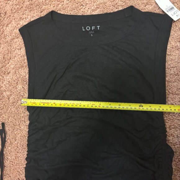 NWT Loft Side Tie Linen Blend Tank Top Womens Sz S Black Classy Chic Sleeveless - Picture 9 of 10